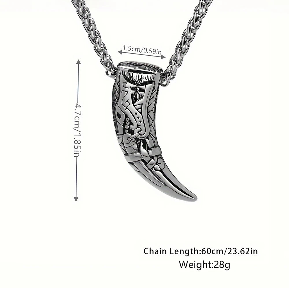 Viking Wolf Teeth Pendant — Stainless Steel