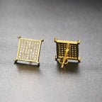 Iced Out Zircon Stud Earrings — Two-Tone
