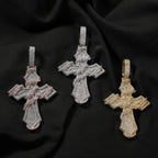 THE BLING KING Iced Out Thorn Wrapped Cross Pendant Necklace Zircon Hip Hop Jewelry Father's Day Graduation Gift for Men
