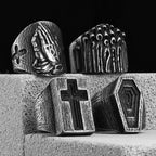 Black Cross Bible Ring — Stainless Steel