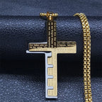 HNSP Stainless Steel Splice Bible Cross Pendant Necklace For Men Religion Christian Jewelry Accessories