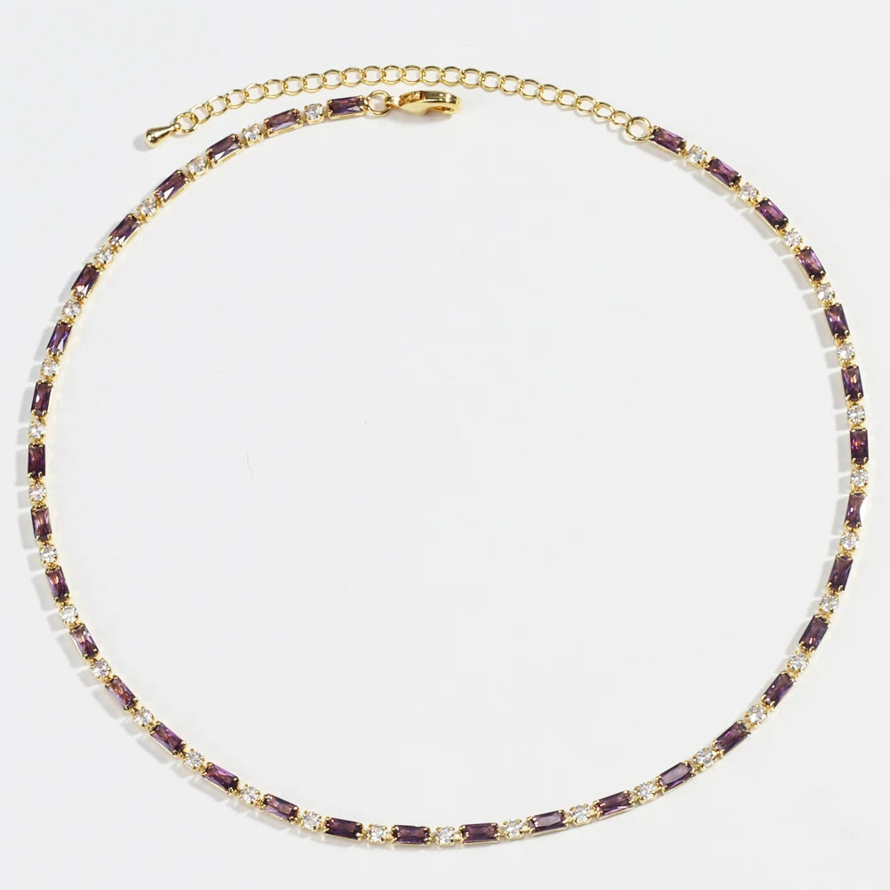 Luxury Sexy Choker Iced Out Tennis Chain Necklace For Women Cubic Zircon Crystal Short Hiphop Neck Accessories Jewelry
