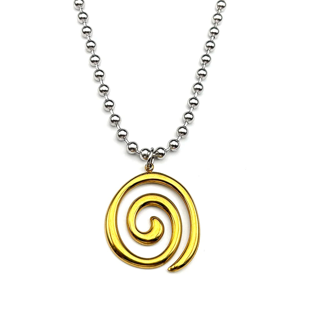 Y2K Spiral Vortex Beads Chain Choker For Women Men Stainless Steel Punk Grunge Aesthetic Art Goth Fashion Necklace
