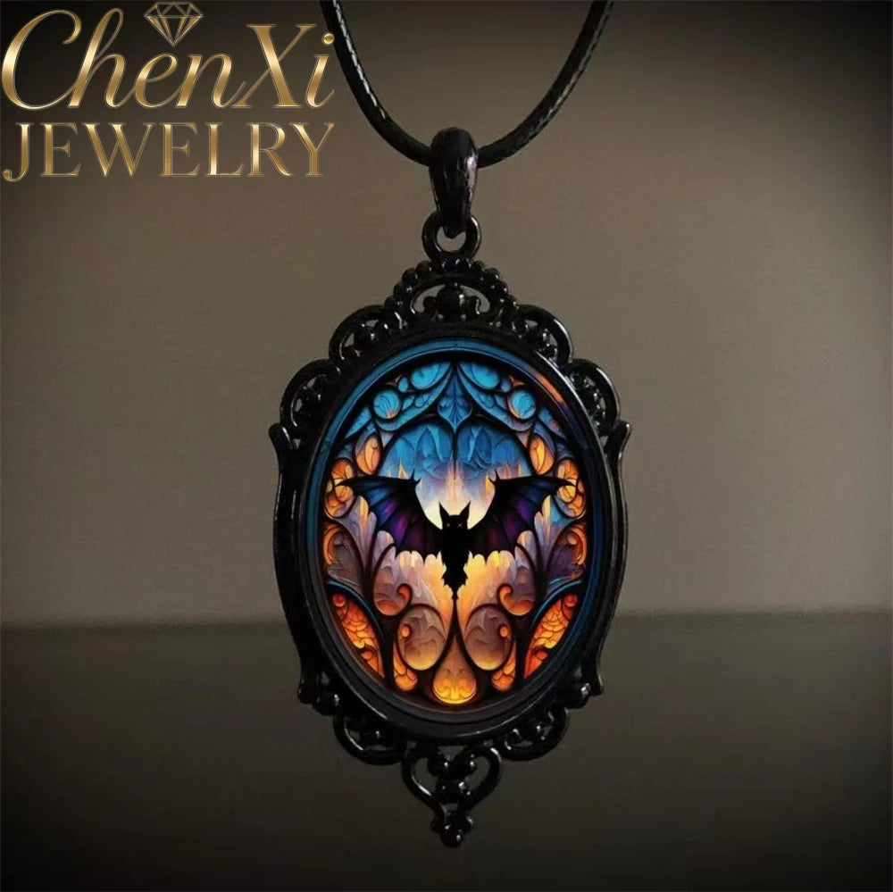 Gothic Crow Cross Pendant Necklace