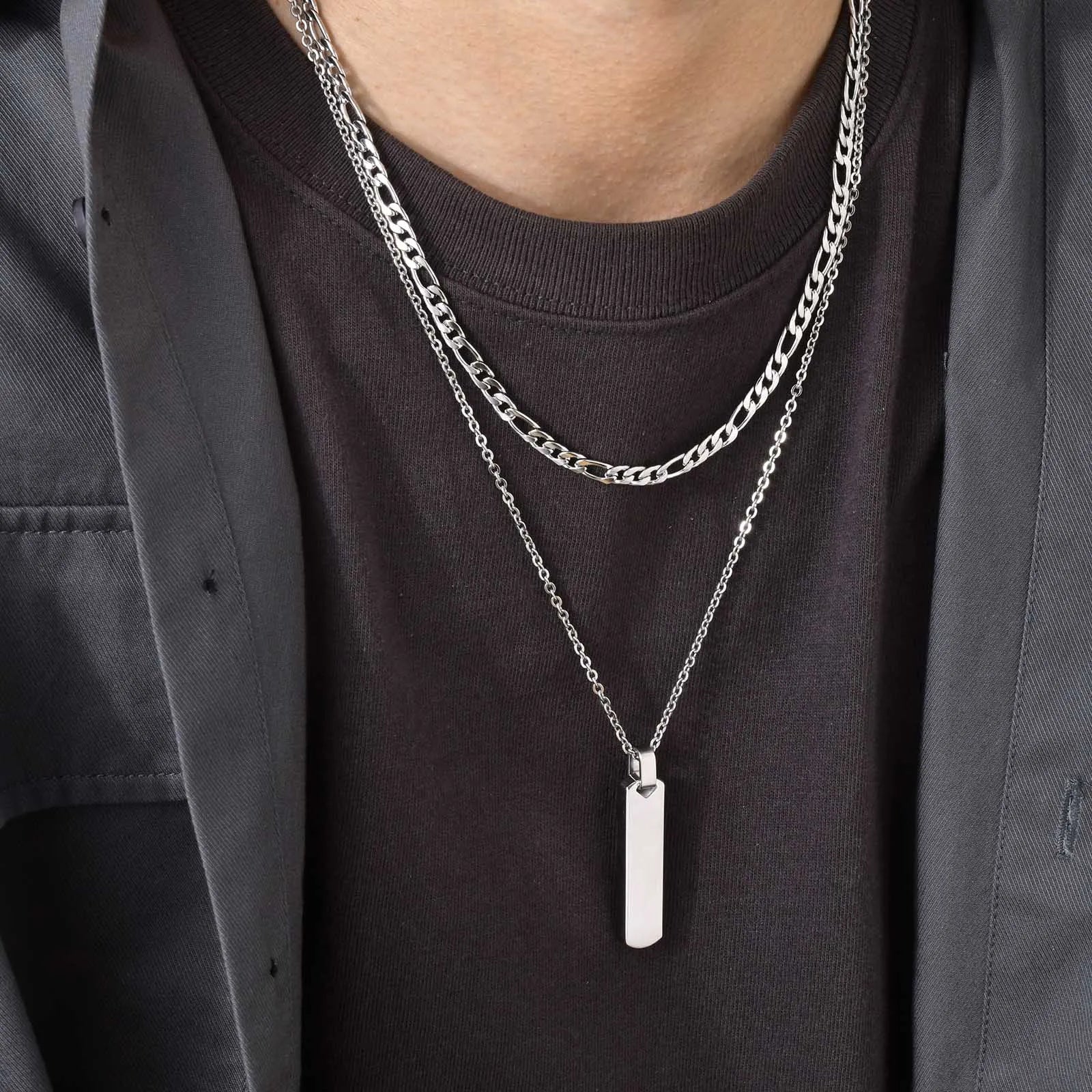 Double Layer Cuban Chain Necklace — SS