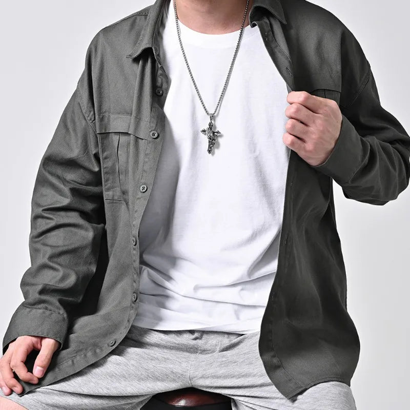 Prayer Hand Cross Stainless Steel Pendant Necklace