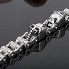Cool Skull Head Motorcycle Chain Bracelet for Men 316L Stainless Steel Punk Biker Jewelry Gothic Rockers' Wristband