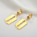 My Shape Punk Blade Razor Hoop Earrings for Men  Women Stainless Steel Circle Drop Earring Ear Clip Fashion Party Jewelry