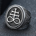 Vnox Sigil of Lucifer Devil Seal of Satan Stamp Ring for Men Casting Stainless Steel Punk Signet Ring Band