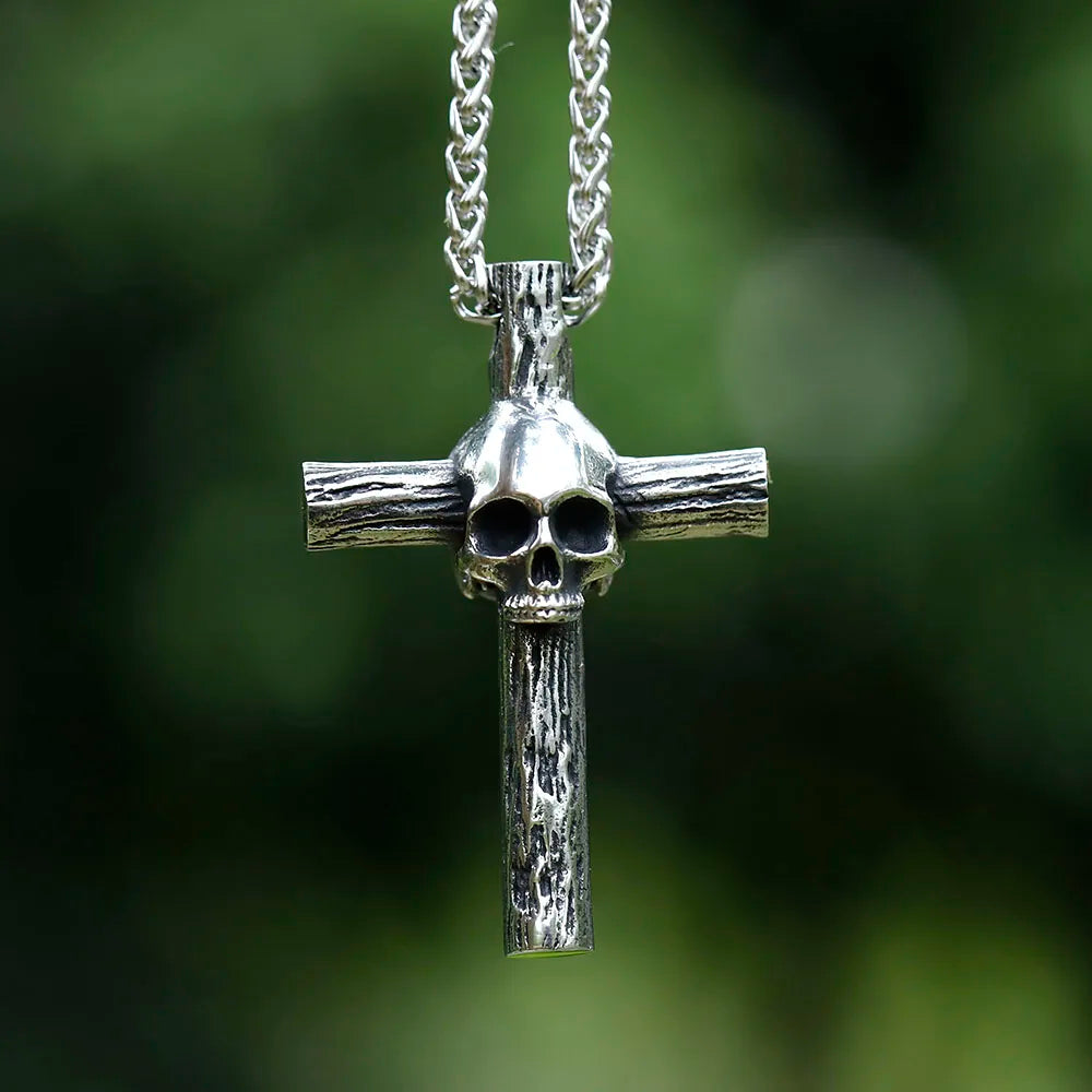 Skull Cross Stainless Steel Pendant Necklace