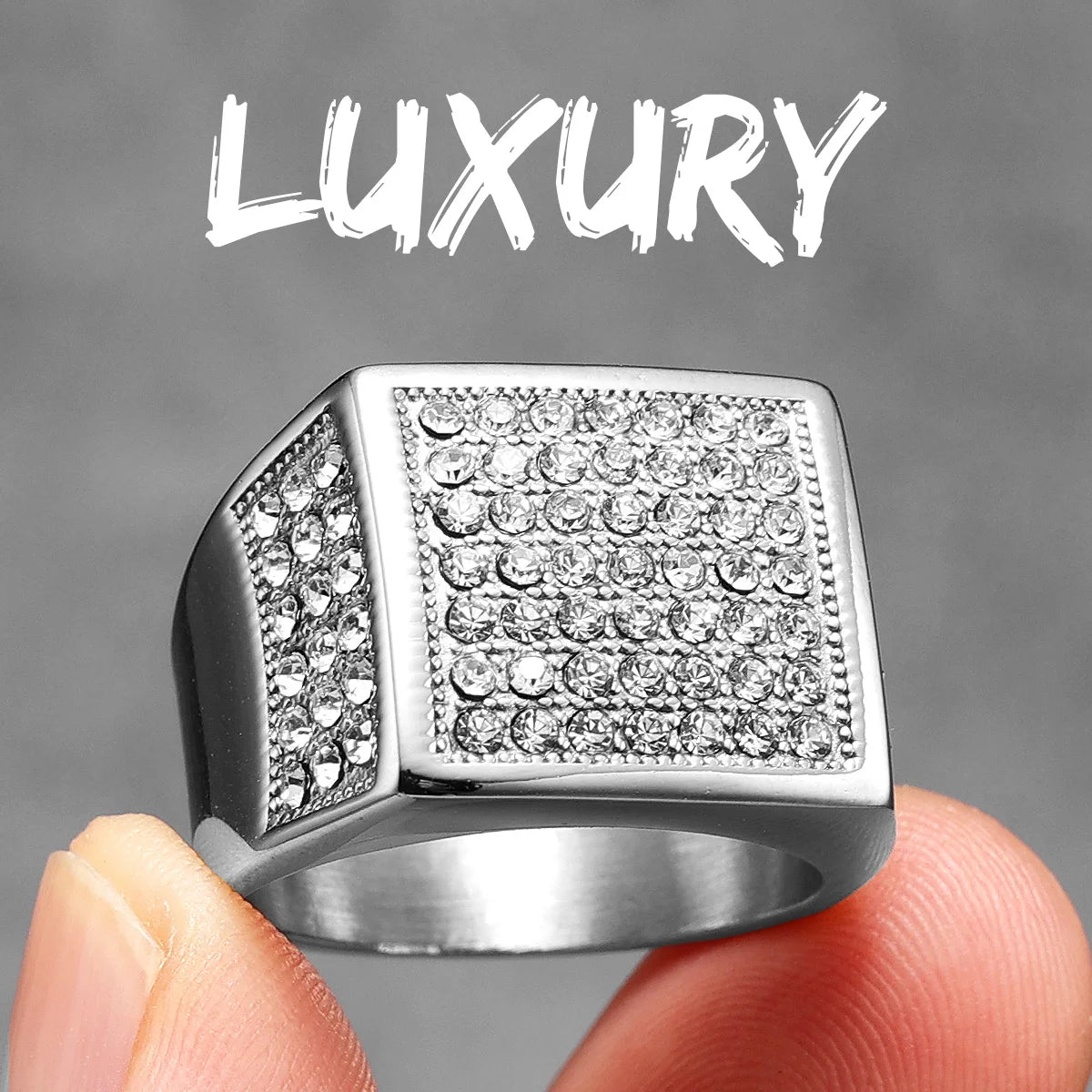 Cross Gemstone Ring — Stainless Steel