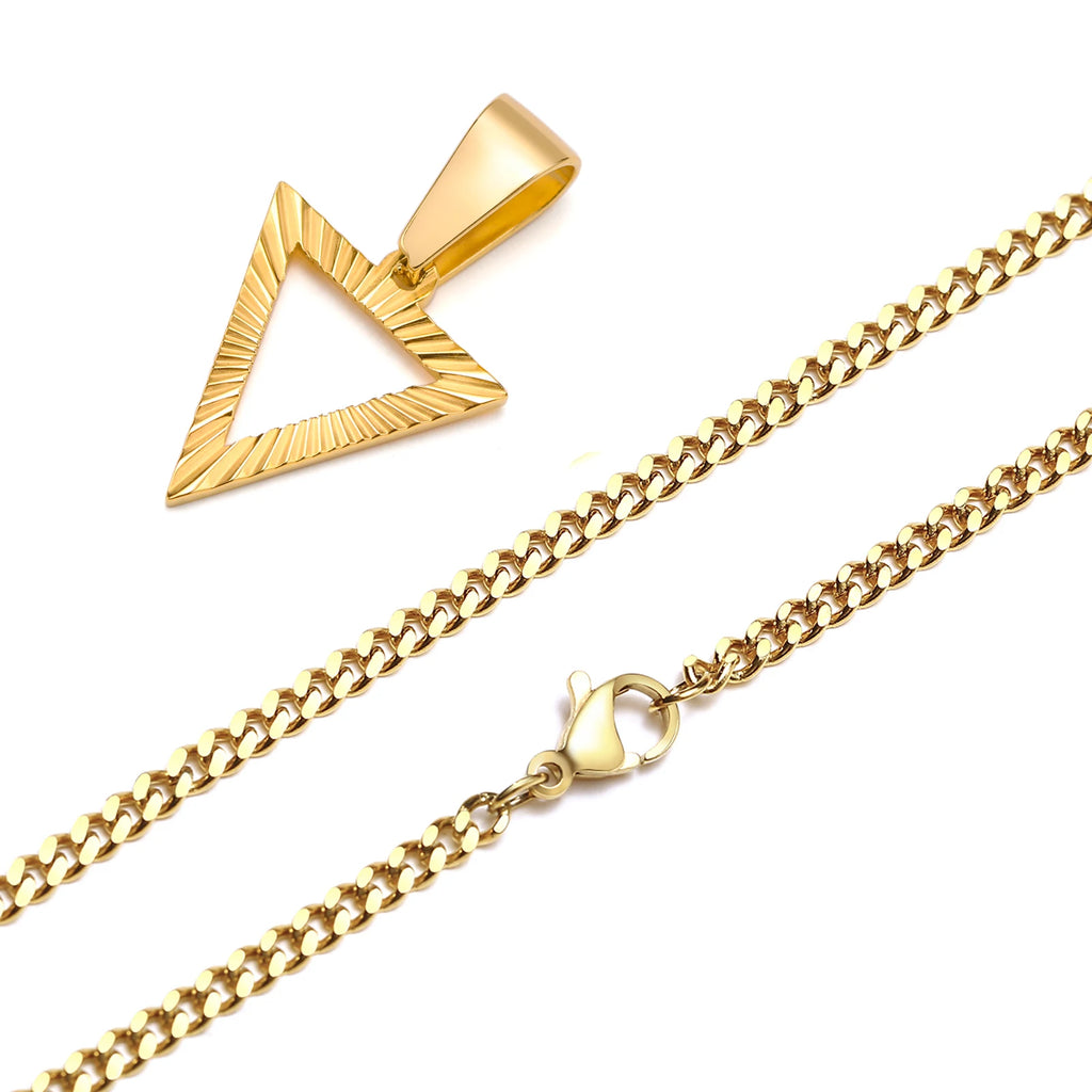 Sunburst Rectangle Pendant — Gold Stainless