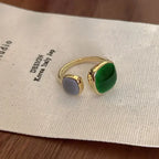 Hug Hands Open Adjustable Ring — Gold-Tone, Clear Stones