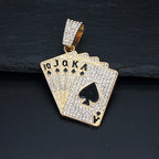 Iced Out Poker Card Cuban Pendant — Gold
