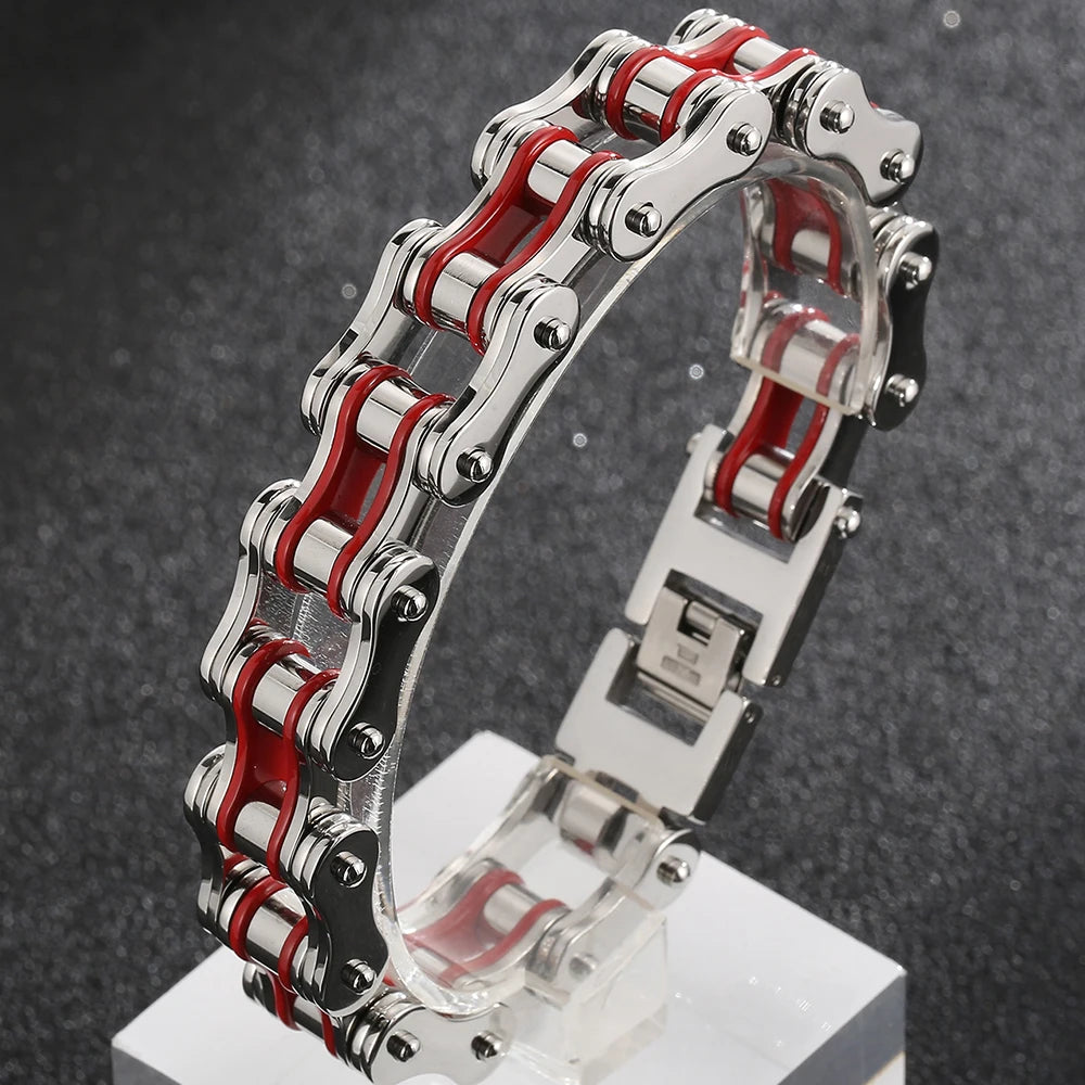 Rock And Roll Men's Bracelet Motorcycle Chain Mechanical Bracelets for Man 316L Stainless Steel Hand Jewelry