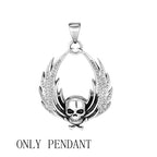 Fallen Angel Wings Skull Pendant Necklace — Stainless Steel