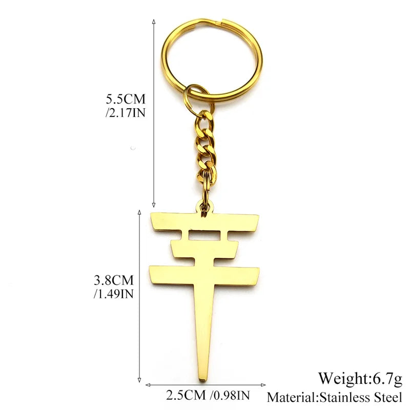 Rock Band Music Keychain Pendant — Gold