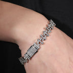 Uwin 11.5mm Cross Link Chain Bracelet For Women Men Iced Out Cubic Zirconia Cross Cuff Bracelet Anklet Hiphop Jewelry