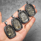 Buddha Glass Pendant Necklace — Stainless Steel