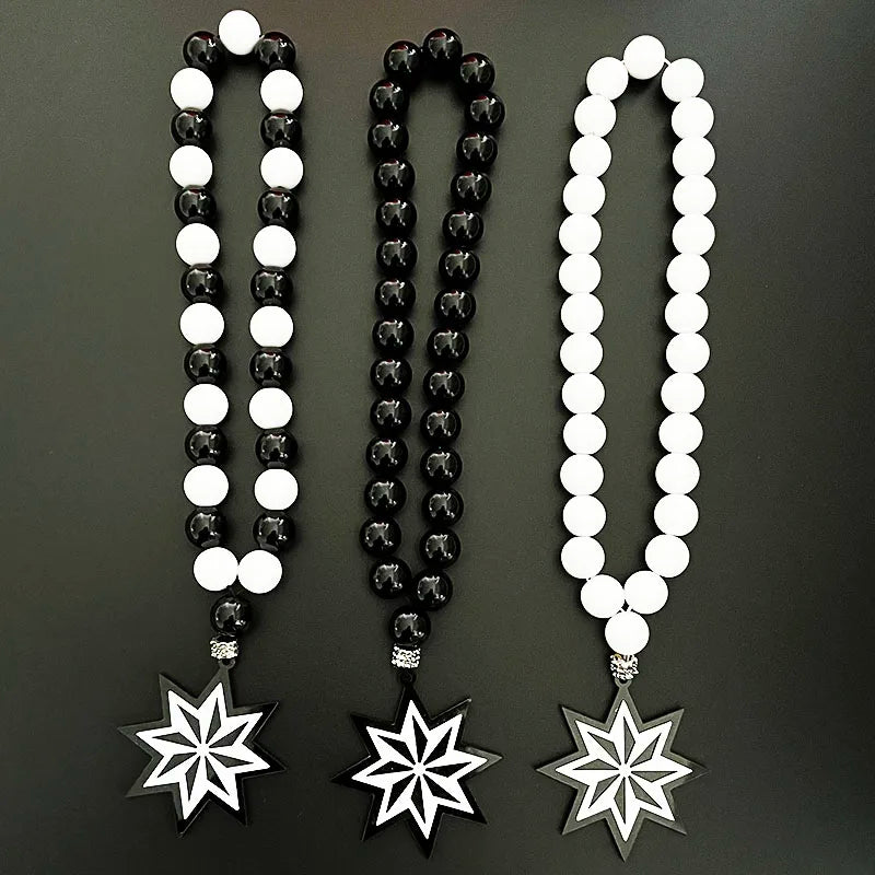 GS25 New Rosary Ornaments Star Necklace 3D Stereo Laser Cutting Pendant Vehicle Rearview Mirror Decoration Acrylic