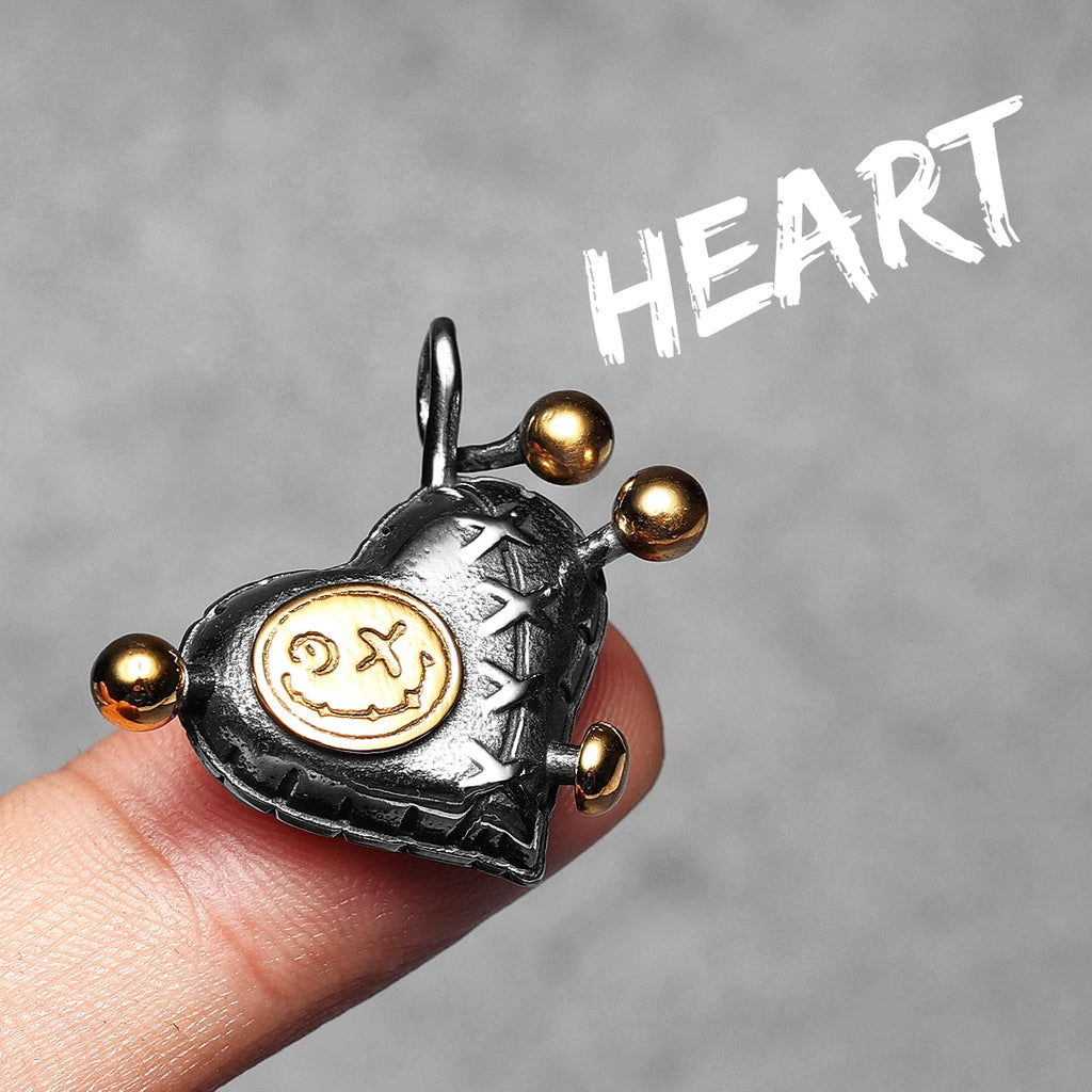 Heart Pendant Necklace Stainless Steel Gothic