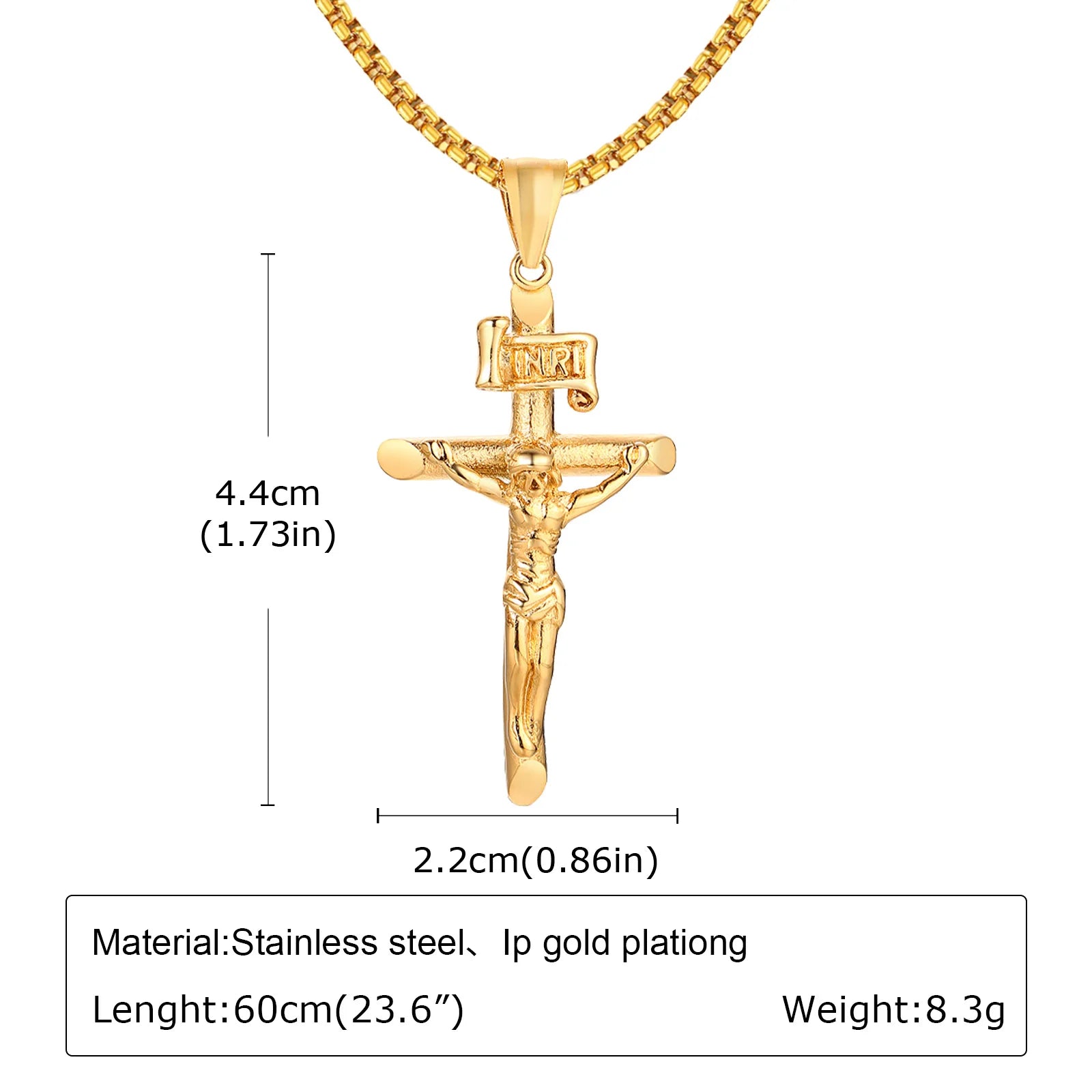 Men's Stylish Gold Color Necklace, Stainless Steel Geometric Cross Pendant Necklace, Vintage Fashion Jewelry Gift to