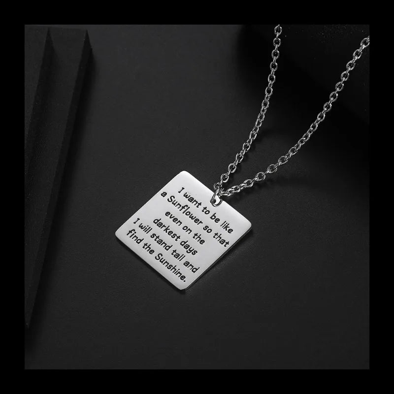 Alphabet Square Pendant Necklace — Stainless