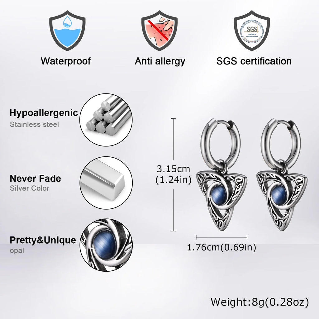 Viking Stone Triangle Huggie Hoop Earrings