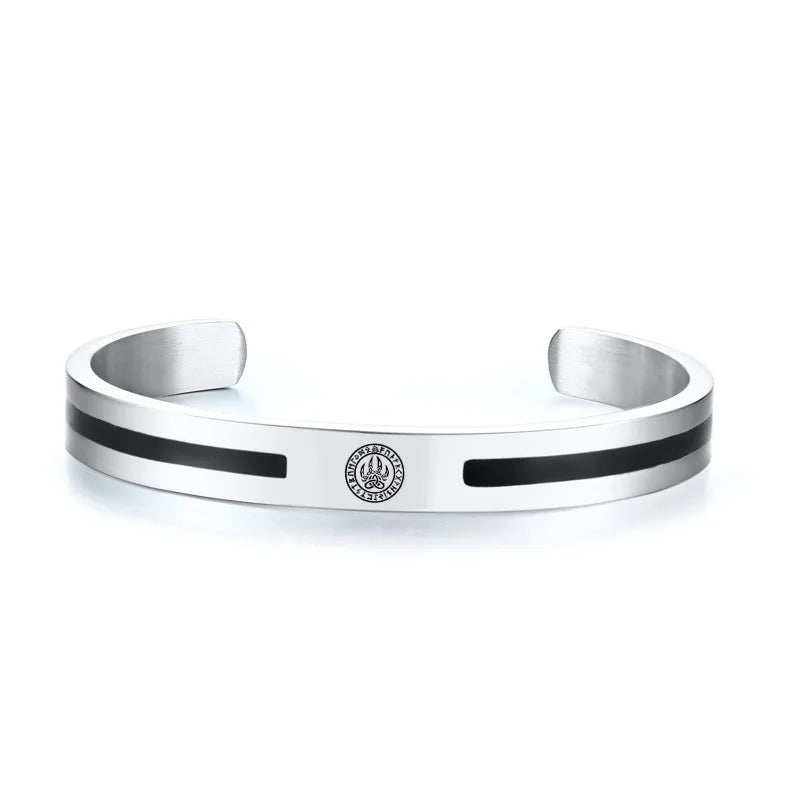 Viking Cuff Bangle Bracelet — Stainless Steel