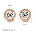 Iced Out Round Stud Earrings — Gold