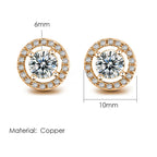 Iced Out Round Stud Earrings — Gold