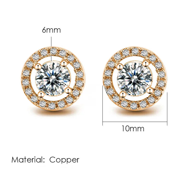Iced Out Round Stud Earrings — Gold
