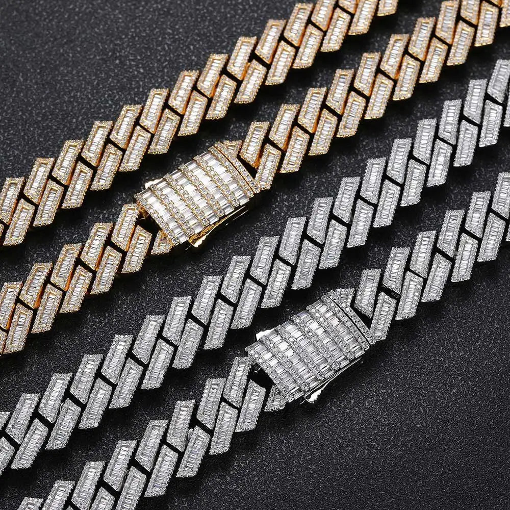 Iced Out Cuban Chain Necklace Stainless Steel 18/19MM