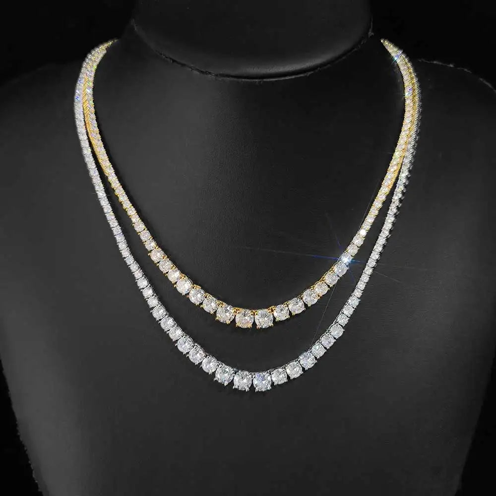 Tennis Chain Necklace Stainless Steel Gradient CZ