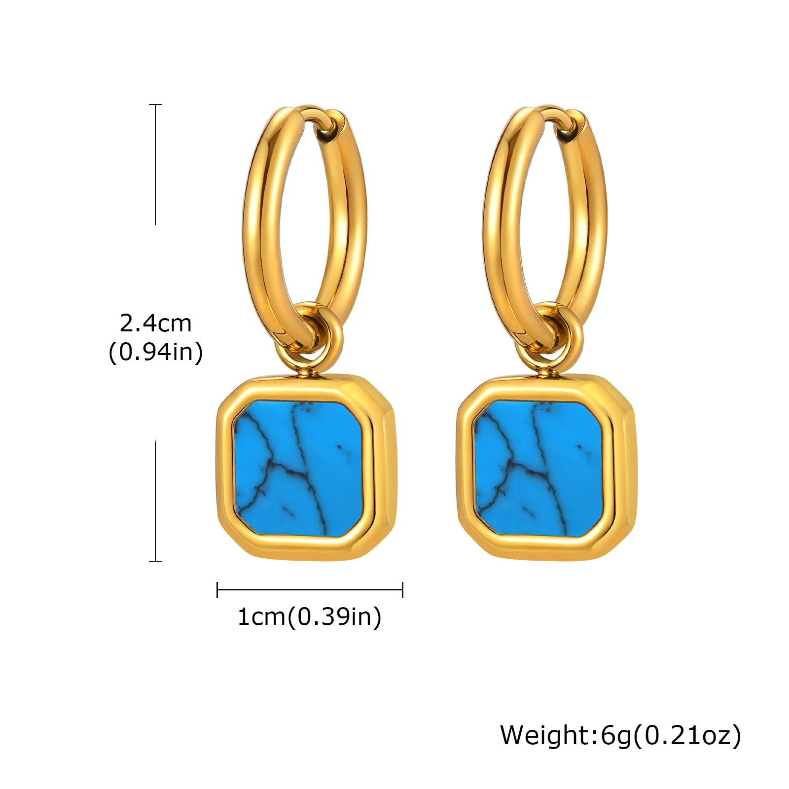 Natural Stone Huggie Hoop Earrings — SS