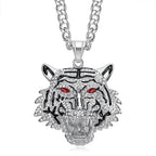 Fanshu Gold Plated Stainless Steel Luxury Bling Iced Out Tiger Pendant Collar Chains Necklace for Men Women Gift Punk