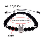 DOUVEI 6mm Pave Zircon Crown Weaving Bracelet Charm Men Black Matte Bracelets For Women Dropshipping ABL007