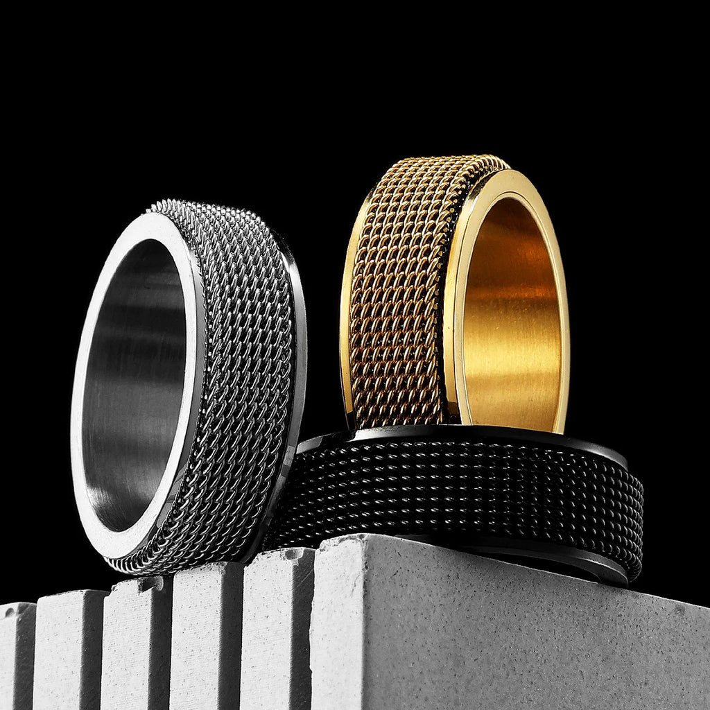 Braided Fidget Spinner Ring — Stainless Steel