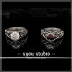 Nordic Viking Knot Rune Ring — White Stone, Stainless Steel