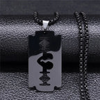 Blade Gold Long Pendant Necklace — Stainless Steel