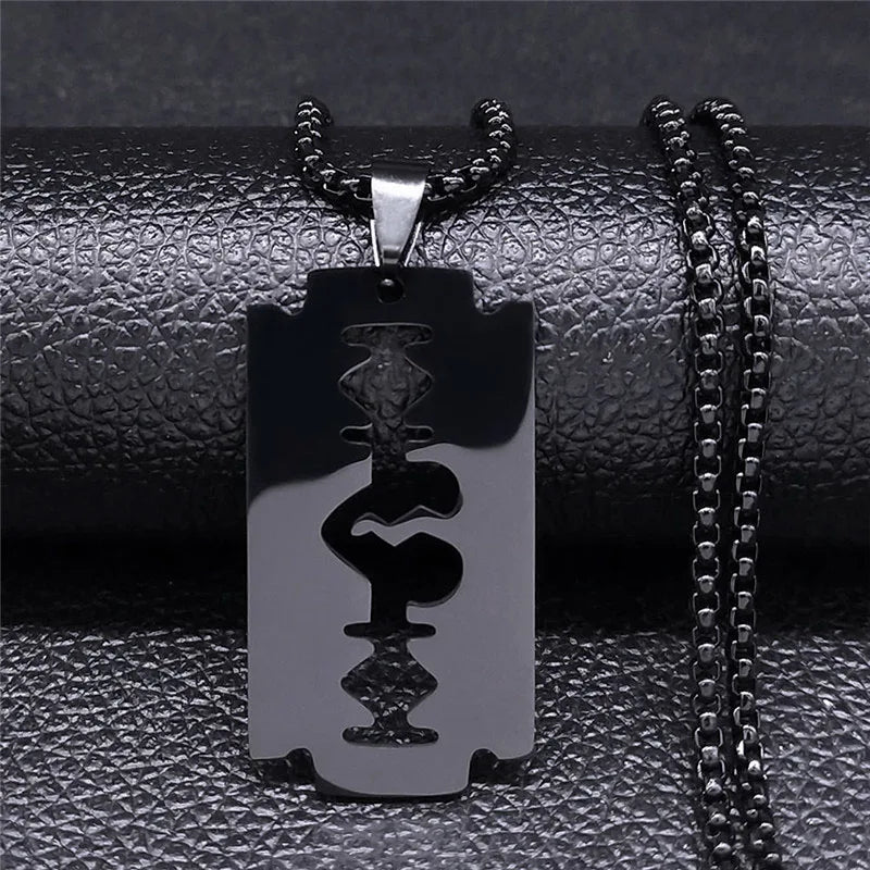 Blade Gold Long Pendant Necklace — Stainless Steel