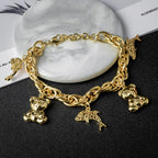 Diana Baby Link Chain Copper Gold Color Bear and Lock Bracelets for Women Wholesale Retail Fashion Jewelry Party