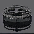 Open Carving Spanish Scripture Cross Bracelet — Stainless Steel