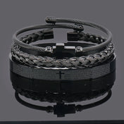 Open Carving Spanish Scripture Cross Bracelet — Stainless Steel