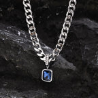 Cuban Stone Square Pendant Necklace — Stainless Steel