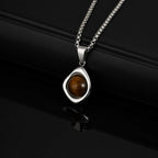 Tiger Eye Stone Pendant — Stainless Steel