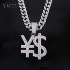 Hip Hop Exaggerated Dollar Sign Pendant,with 13mm Cuban Chain Currency Symbol Pendant Necklace for Men Rapper Charm