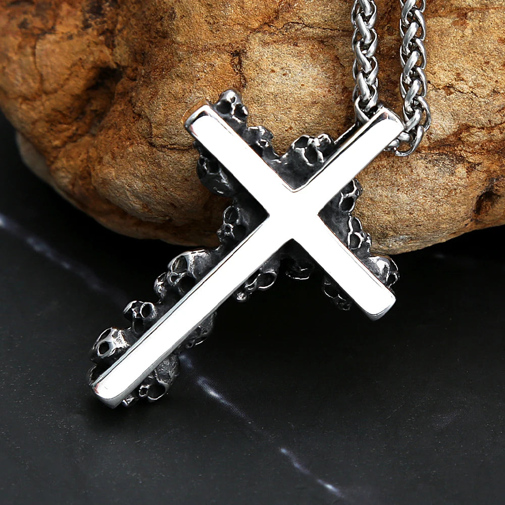 Cross Skull Pendant Necklace — Stainless Steel