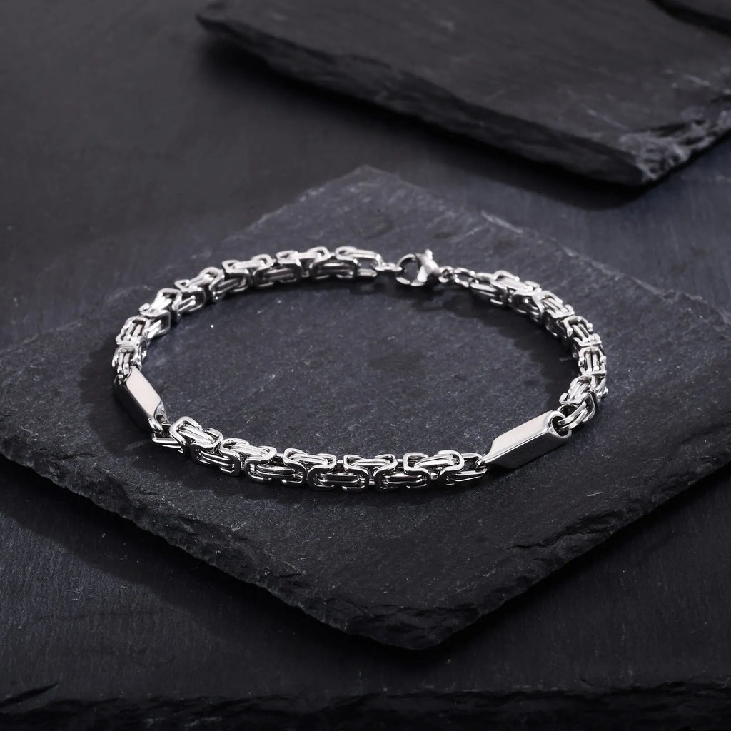 4mm Boys Byzantine Bracelets,Creative Splicing Link Chain Wristband for Men, Cool Stainless Steel Jewelry Gift