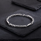 4mm Boys Byzantine Bracelets,Creative Splicing Link Chain Wristband for Men, Cool Stainless Steel Jewelry Gift